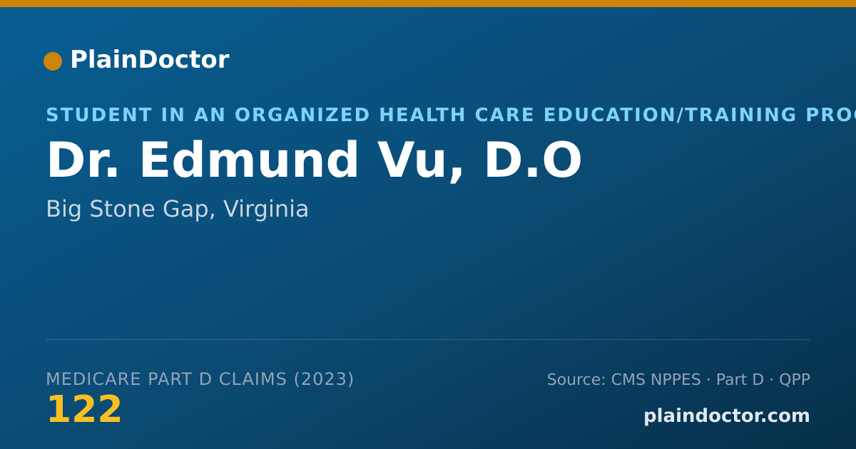 Shareable card for Edmund Vu, D.O - Student in an Organized Health Care Education/Training Program, Big Stone Gap, VA