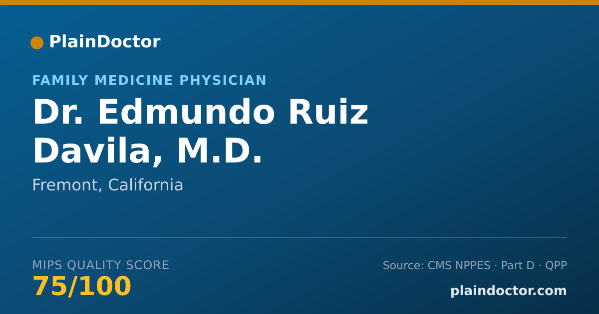 Shareable card for Edmundo Ruiz Davila, M.D. - Family Medicine Physician, Fremont, CA
