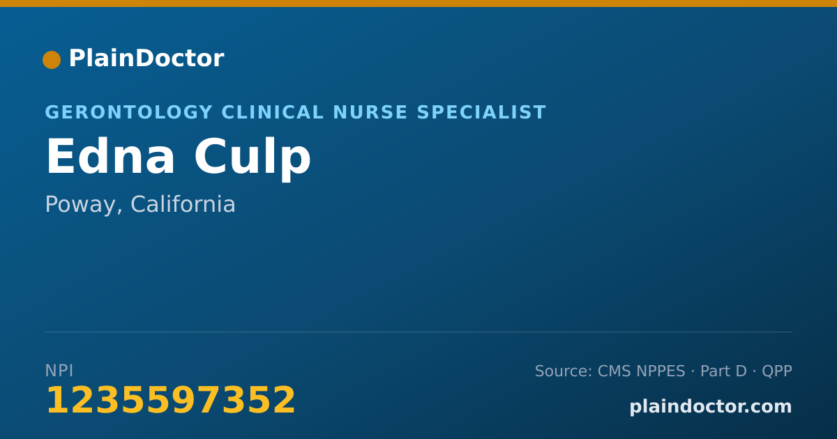 Shareable card for Edna Culp - Gerontology Clinical Nurse Specialist, Poway, CA