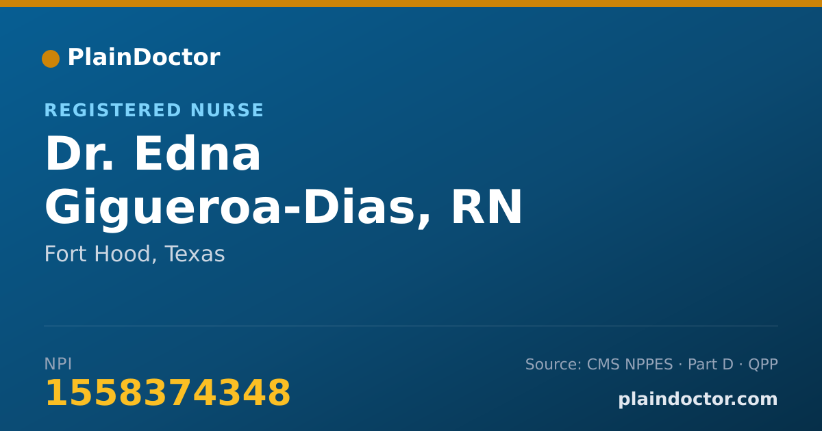 Shareable card for Edna Gigueroa-Dias, RN - Registered Nurse, Fort Hood, TX