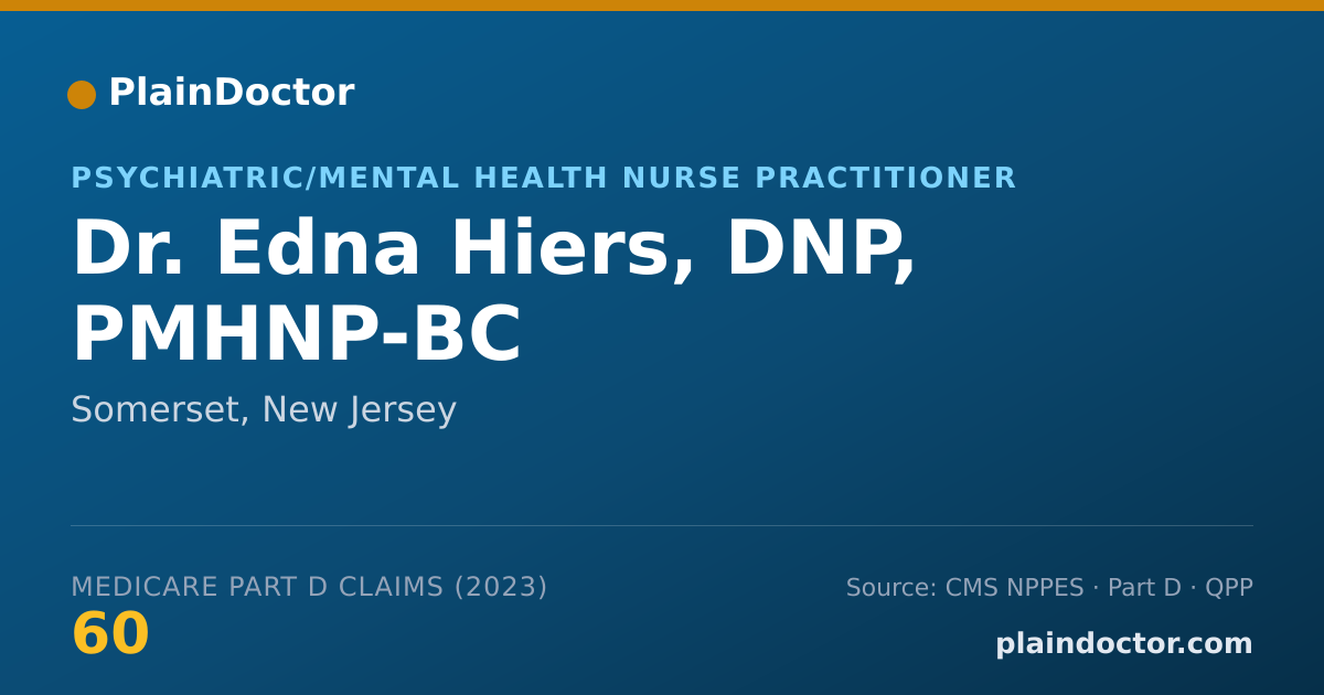 Shareable card for Edna Hiers, DNP, PMHNP-BC - Psychiatric/Mental Health Nurse Practitioner, Somerset, NJ