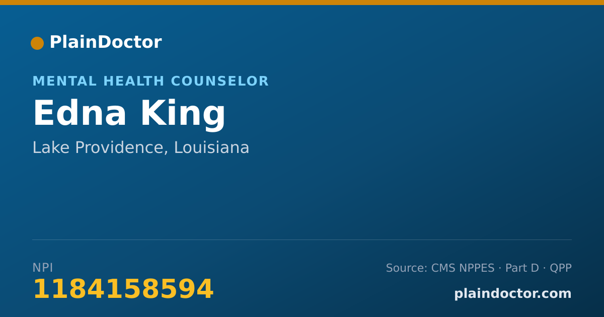 Shareable card for Edna King - Mental Health Counselor, Lake Providence, LA
