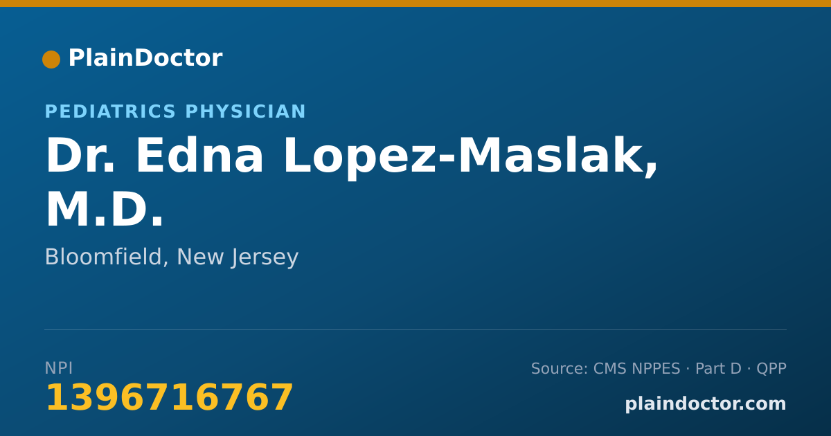 Shareable card for Edna Lopez-Maslak, M.D. - Pediatrics Physician, Bloomfield, NJ