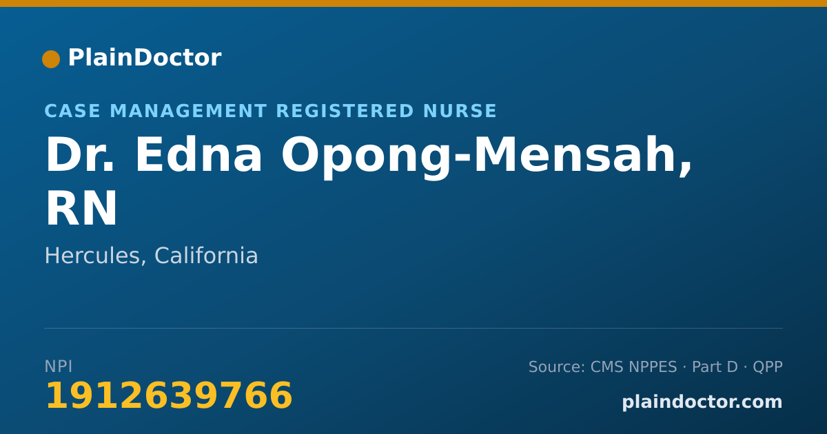 Shareable card for Edna Opong-Mensah, RN - Case Management Registered Nurse, Hercules, CA