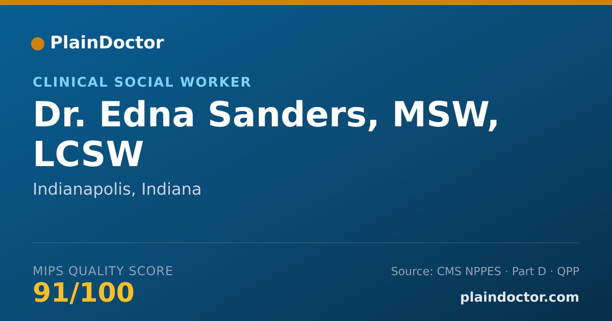 Shareable card for Edna Sanders, MSW, LCSW - Clinical Social Worker, Indianapolis, IN