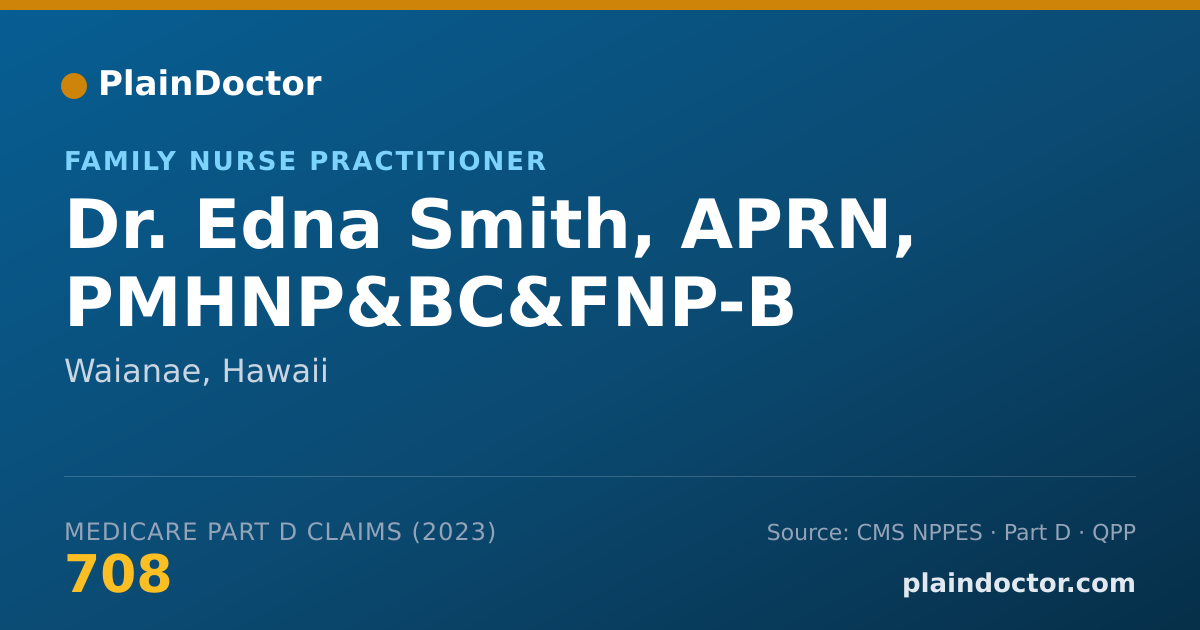 Shareable card for Edna Smith, APRN, PMHNP&BC&FNP-B - Family Nurse Practitioner, Waianae, HI