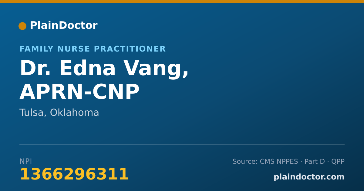 Shareable card for Edna Vang, APRN-CNP - Family Nurse Practitioner, Tulsa, OK