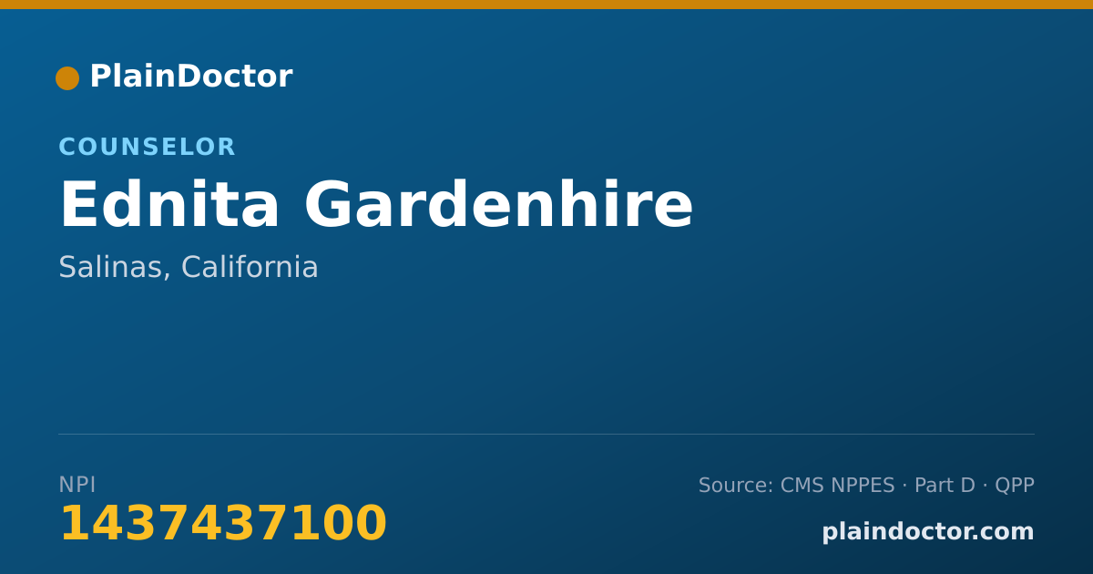 Shareable card for Ednita Gardenhire - Counselor, Salinas, CA