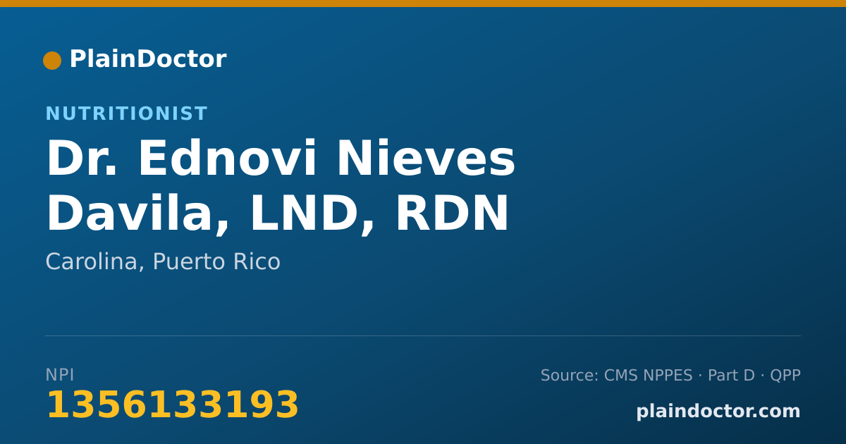 Shareable card for Ednovi Nieves Davila, LND, RDN - Nutritionist, Carolina, PR