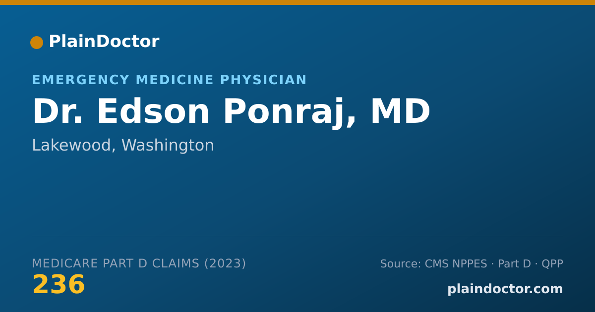 Shareable card for Edson Ponraj, MD - Emergency Medicine Physician, Lakewood, WA