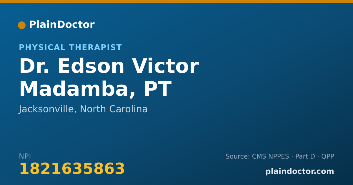 Shareable card for Edson Victor Madamba, PT - Physical Therapist, Jacksonville, NC