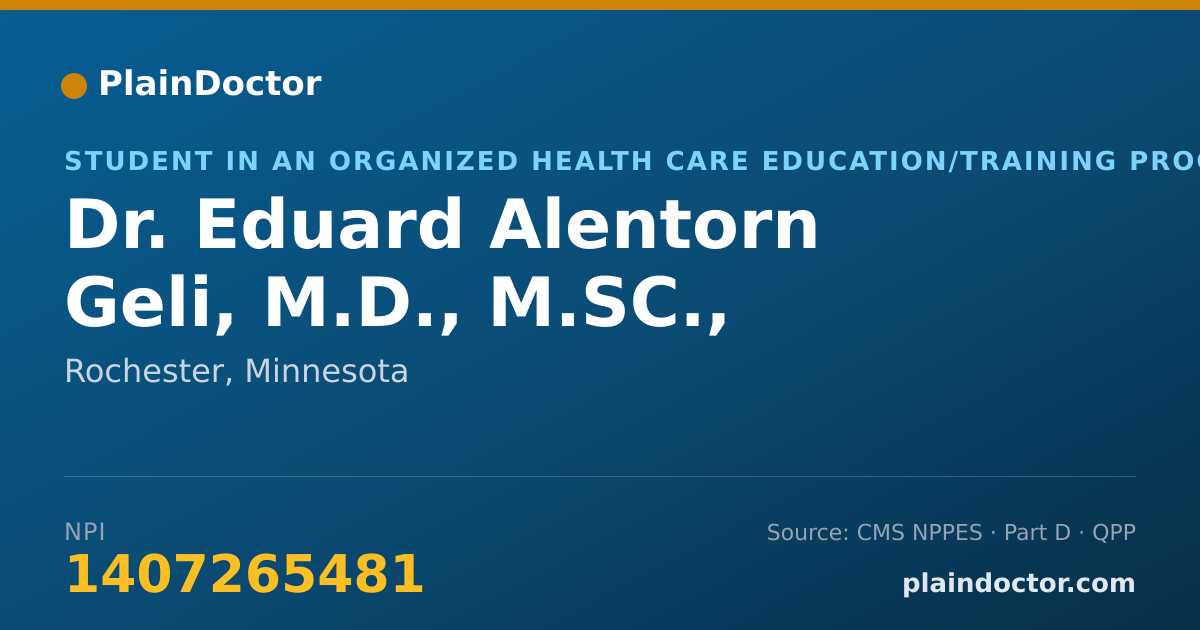 Shareable card for Eduard Alentorn Geli, M.D., M.SC., PH.D. - Student in an Organized Health Care Education/Training Program, Rochester, MN