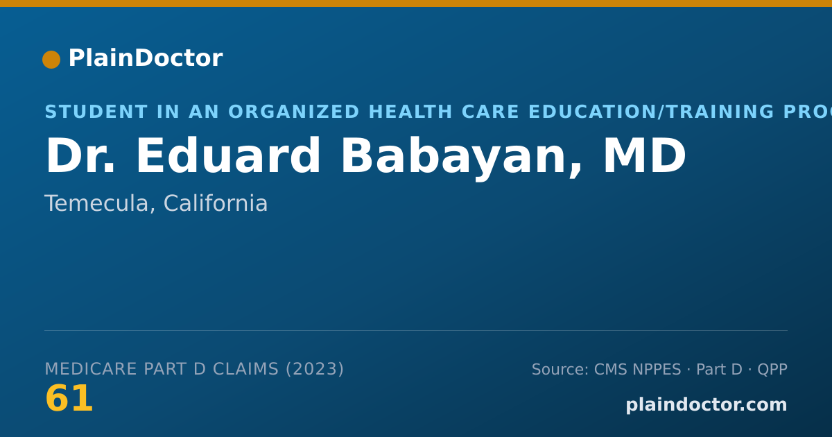 Shareable card for Eduard Babayan, MD - Student in an Organized Health Care Education/Training Program, Temecula, CA