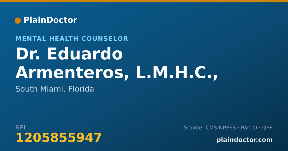 Shareable card for Eduardo Armenteros, L.M.H.C., ED.S. - Mental Health Counselor, South Miami, FL