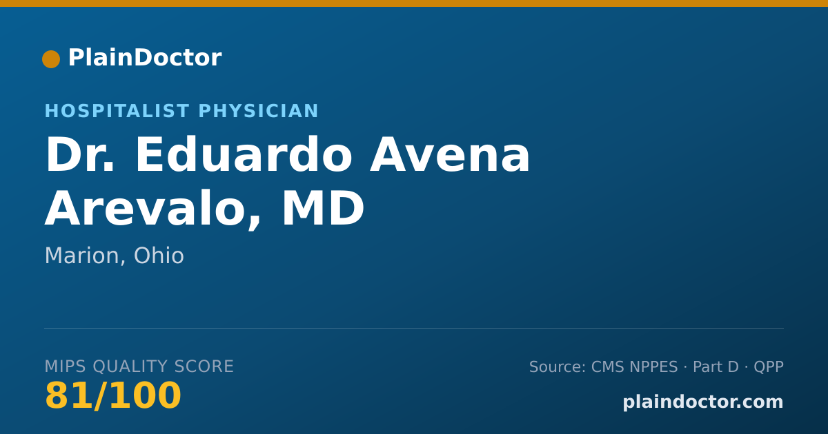 Shareable card for Eduardo Avena Arevalo, MD - Hospitalist Physician, Marion, OH
