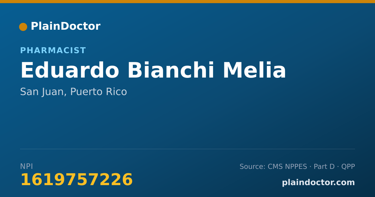 Shareable card for Eduardo Bianchi Melia - Pharmacist, San Juan, PR