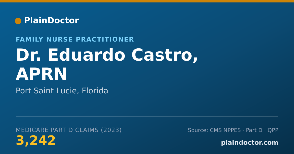 Shareable card for Eduardo Castro, APRN - Family Nurse Practitioner, Port Saint Lucie, FL