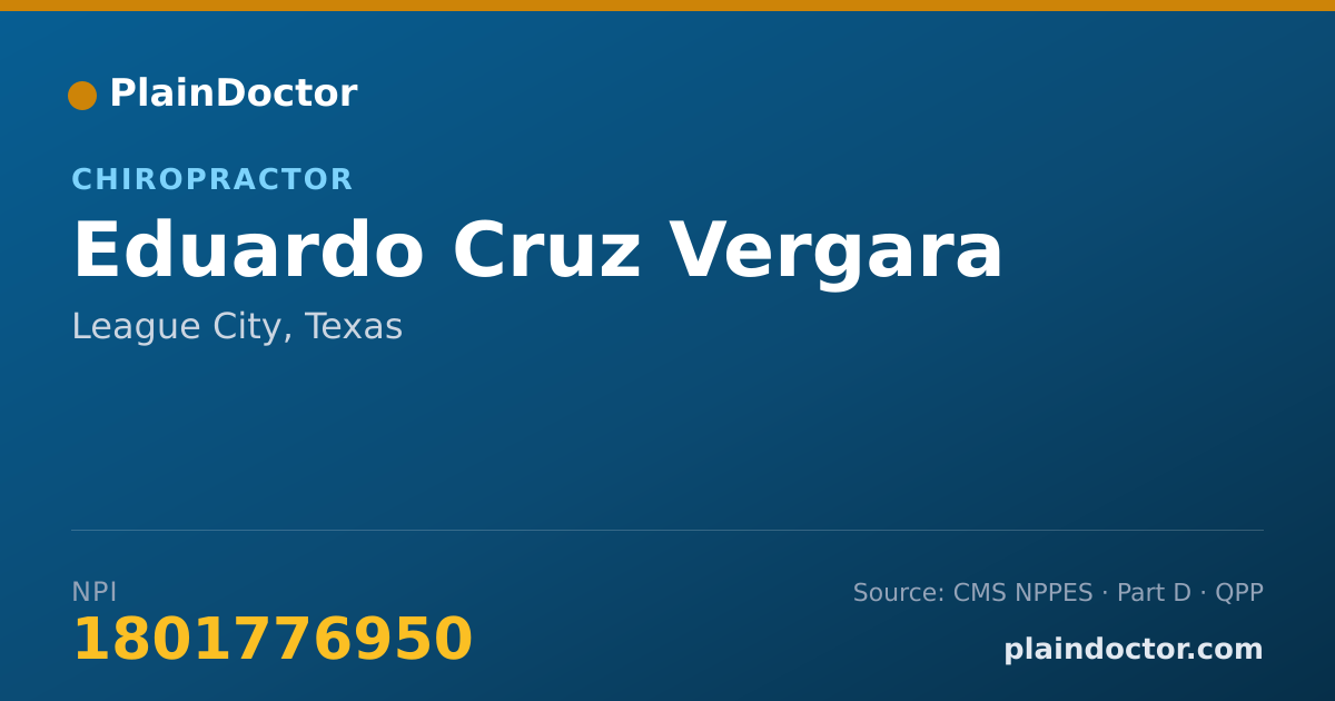 Shareable card for Eduardo Cruz Vergara - Chiropractor, League City, TX