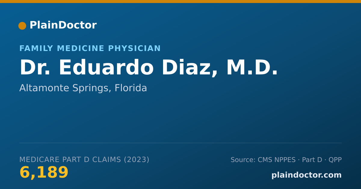 Shareable card for Eduardo Diaz, M.D. - Family Medicine Physician, Altamonte Springs, FL