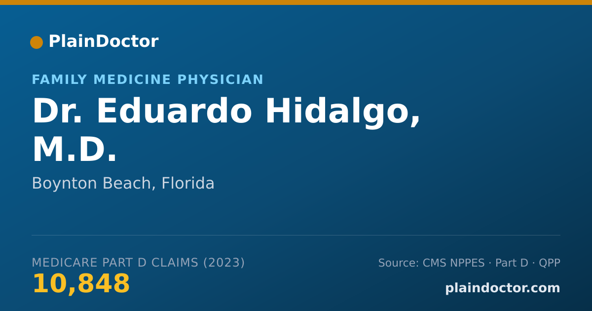 Shareable card for Eduardo Hidalgo, M.D. - Family Medicine Physician, Boynton Beach, FL
