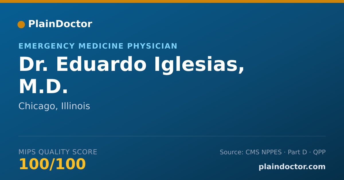 Shareable card for Eduardo Iglesias, M.D. - Emergency Medicine Physician, Chicago, IL