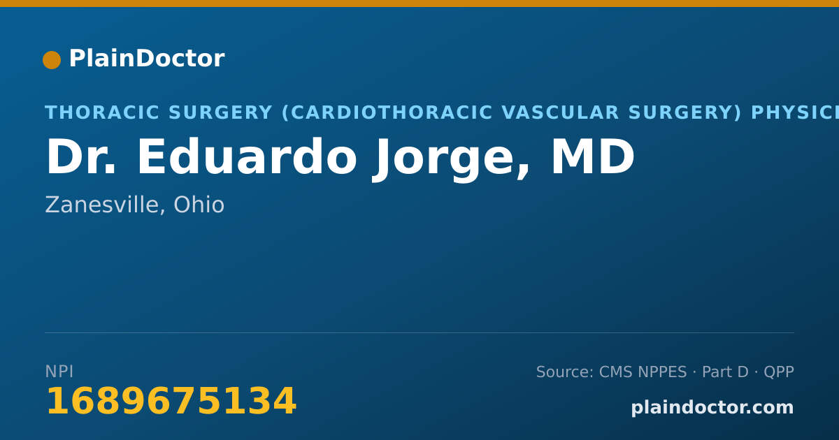 Shareable card for Eduardo Jorge, MD - Thoracic Surgery (Cardiothoracic Vascular Surgery) Physician, Zanesville, OH