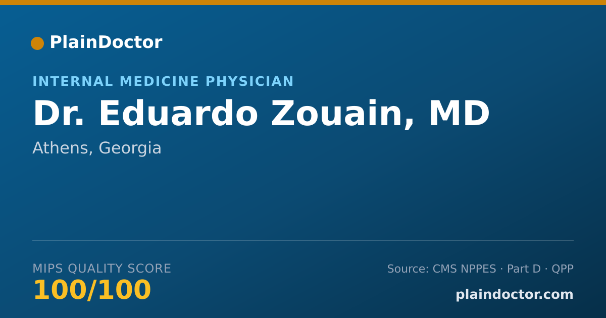 Shareable card for Eduardo Zouain, MD - Internal Medicine Physician, Athens, GA