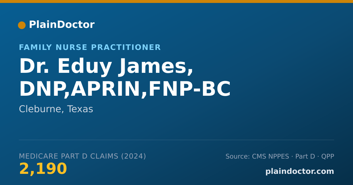 Shareable card for Eduy James, DNP,APRIN,FNP-BC - Family Nurse Practitioner, Cleburne, TX