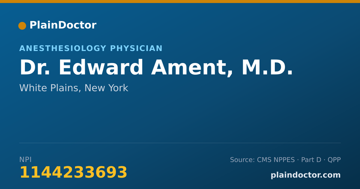 Shareable card for Edward Ament, M.D. - Anesthesiology Physician, White Plains, NY
