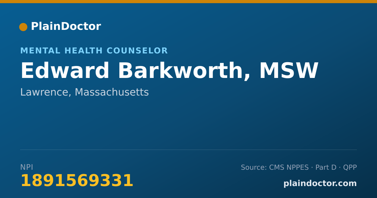 Shareable card for Edward Barkworth, MSW - Mental Health Counselor, Lawrence, MA