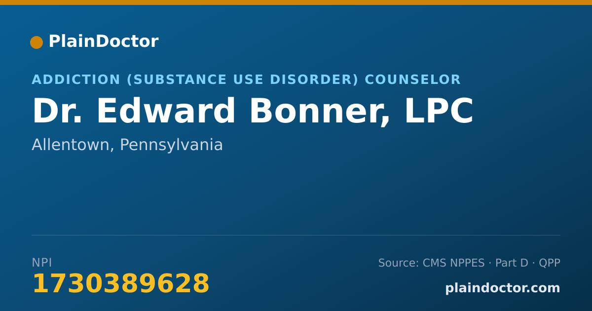 Shareable card for Edward Bonner, LPC - Addiction (Substance Use Disorder) Counselor, Allentown, PA
