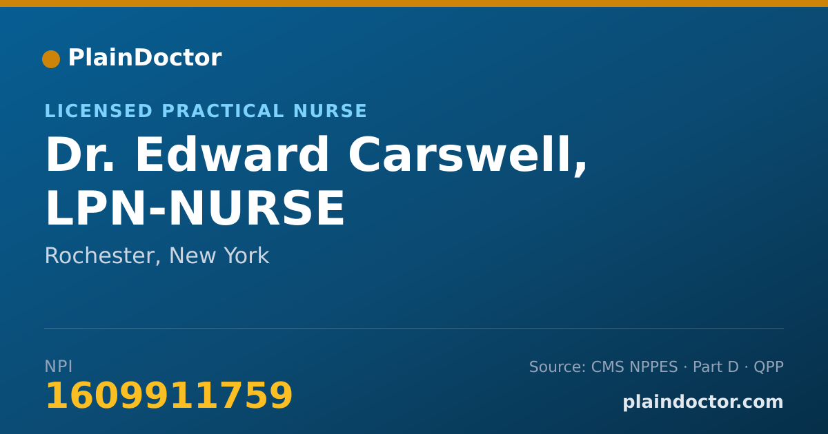 Shareable card for Edward Carswell, LPN-NURSE - Licensed Practical Nurse, Rochester, NY