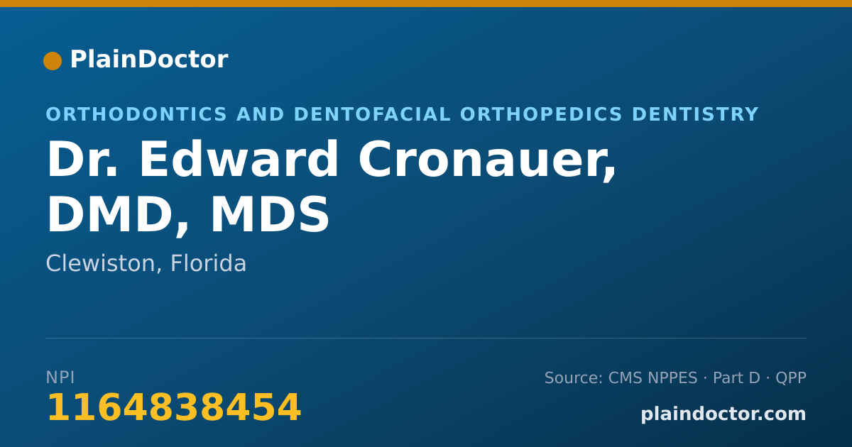 Shareable card for Edward Cronauer, DMD, MDS - Orthodontics and Dentofacial Orthopedics Dentistry, Clewiston, FL