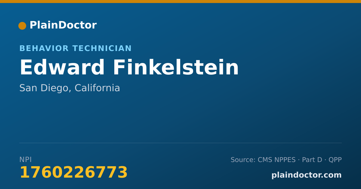 Shareable card for Edward Finkelstein - Behavior Technician, San Diego, CA