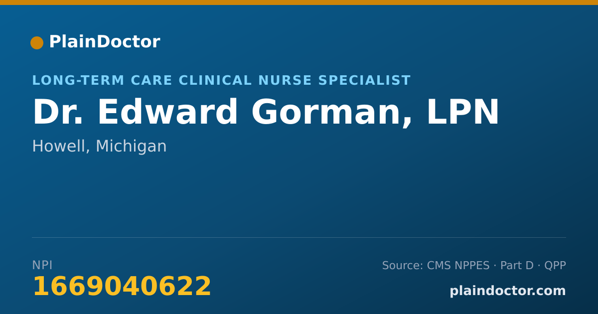 Shareable card for Edward Gorman, LPN - Long-Term Care Clinical Nurse Specialist, Howell, MI