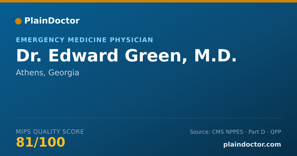 Shareable card for Edward Green, M.D. - Emergency Medicine Physician, Athens, GA