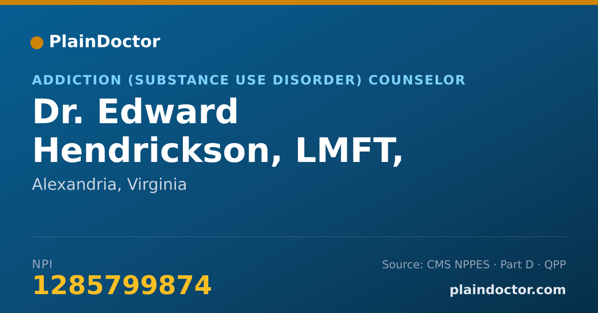 Shareable card for Edward Hendrickson, LMFT, LSATP - Addiction (Substance Use Disorder) Counselor, Alexandria, VA