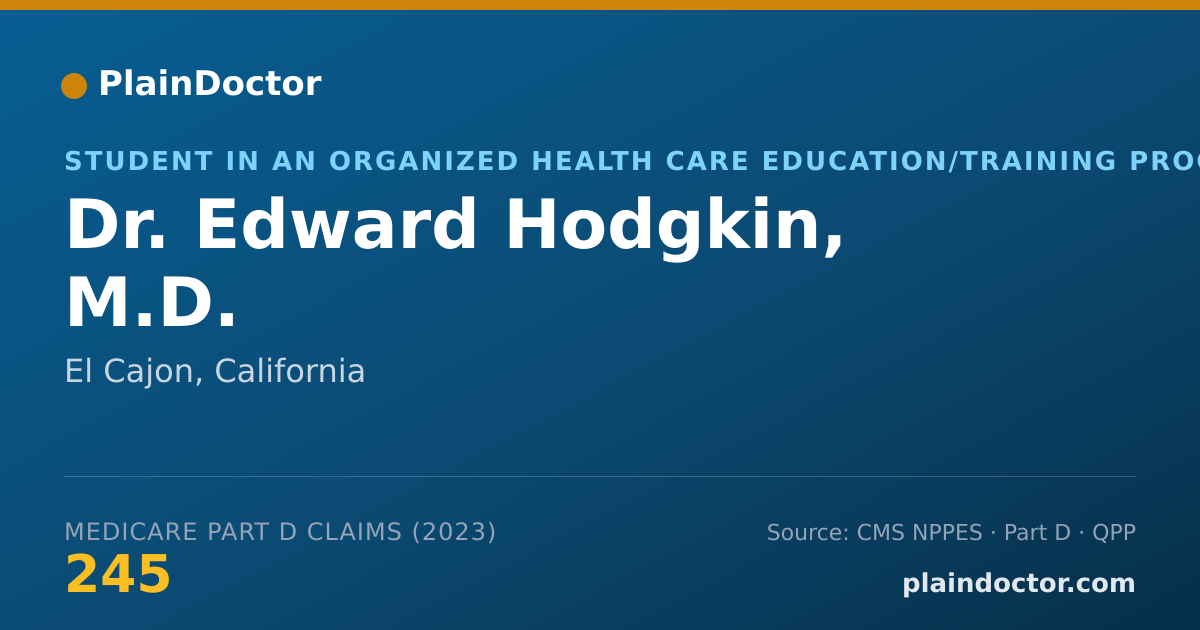 Shareable card for Edward Hodgkin, M.D. - Student in an Organized Health Care Education/Training Program, El Cajon, CA