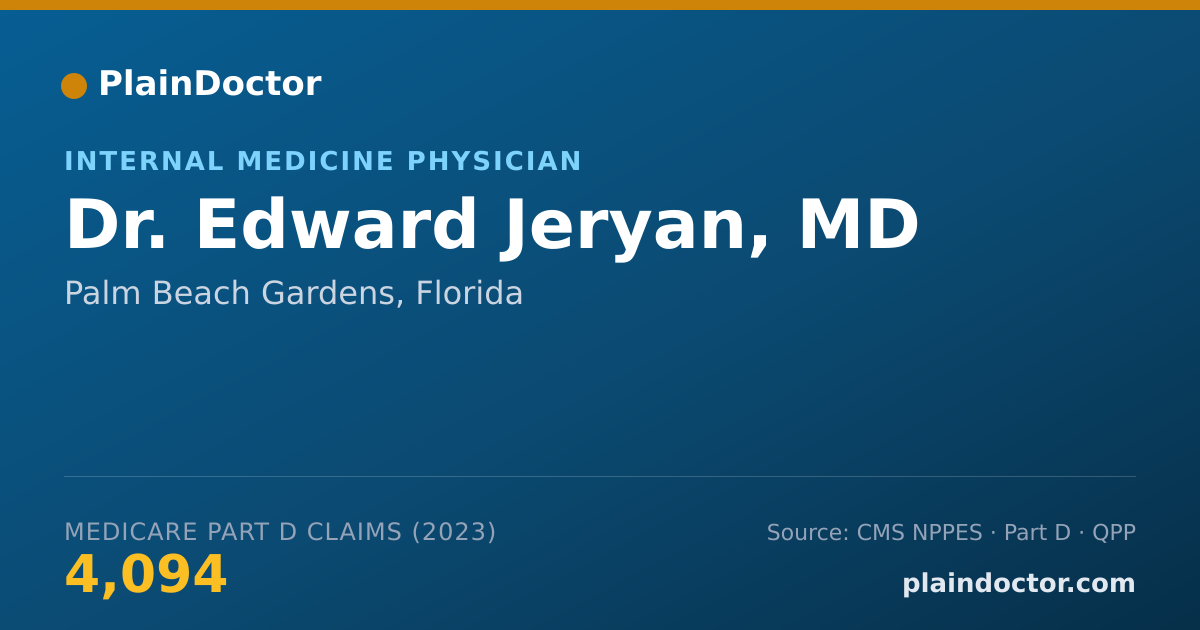 Shareable card for Edward Jeryan, MD - Internal Medicine Physician, Palm Beach Gardens, FL