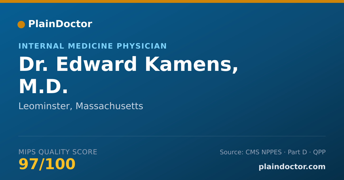 Shareable card for Edward Kamens, M.D. - Internal Medicine Physician, Leominster, MA