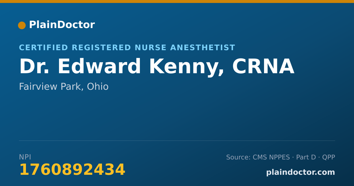 Shareable card for Edward Kenny, CRNA - Certified Registered Nurse Anesthetist, Fairview Park, OH