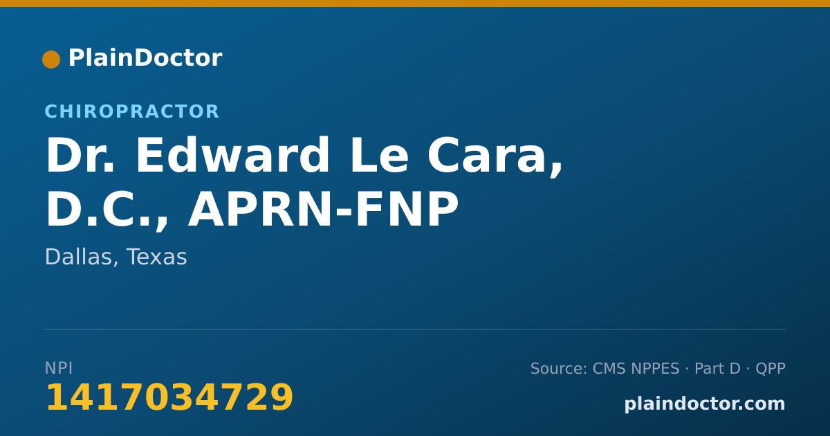 Shareable card for Edward Le Cara, D.C., APRN-FNP - Chiropractor, Dallas, TX