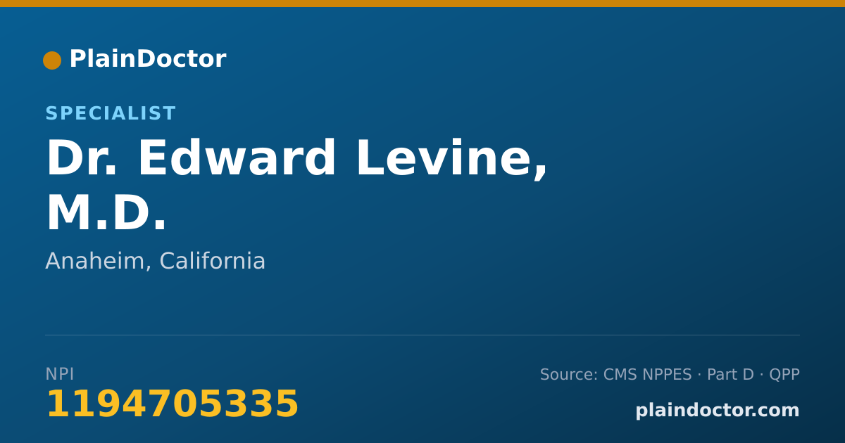 Shareable card for Edward Levine, M.D. - Specialist, Anaheim, CA