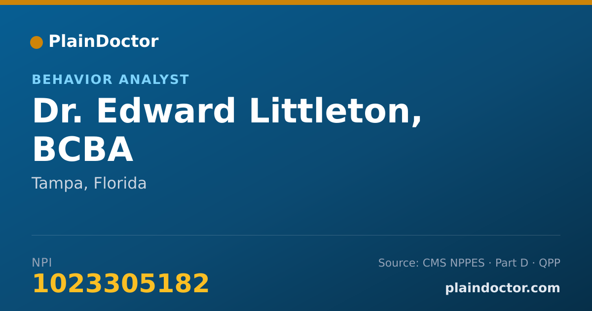Shareable card for Edward Littleton, BCBA - Behavior Analyst, Tampa, FL