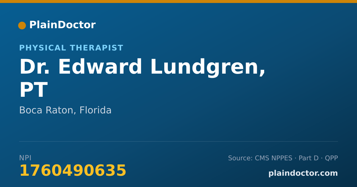 Shareable card for Edward Lundgren, PT - Physical Therapist, Boca Raton, FL