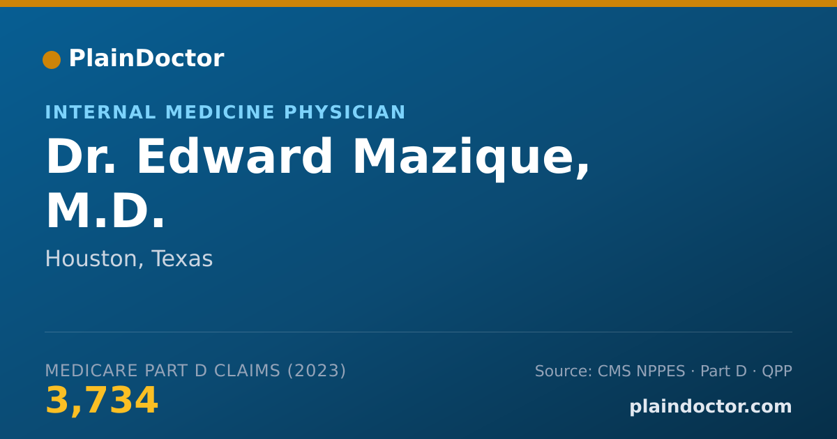 Shareable card for Edward Mazique, M.D. - Internal Medicine Physician, Houston, TX