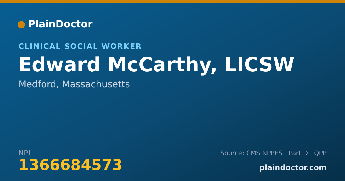 Shareable card for Edward McCarthy, LICSW - Clinical Social Worker, Medford, MA