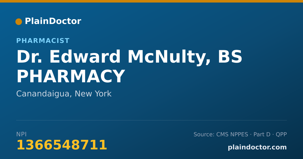 Shareable card for Edward McNulty, BS PHARMACY - Pharmacist, Canandaigua, NY