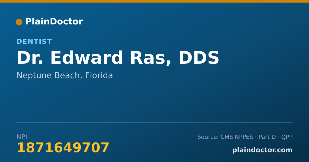 Shareable card for Edward Ras, DDS - Dentist, Neptune Beach, FL
