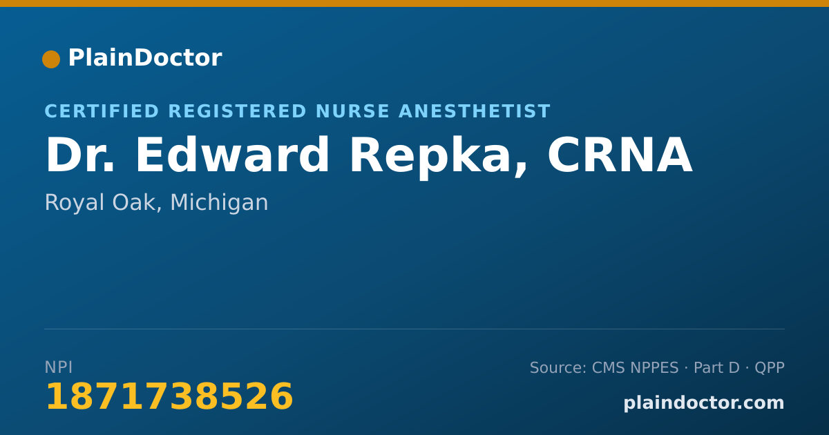 Shareable card for Edward Repka, CRNA - Certified Registered Nurse Anesthetist, Royal Oak, MI